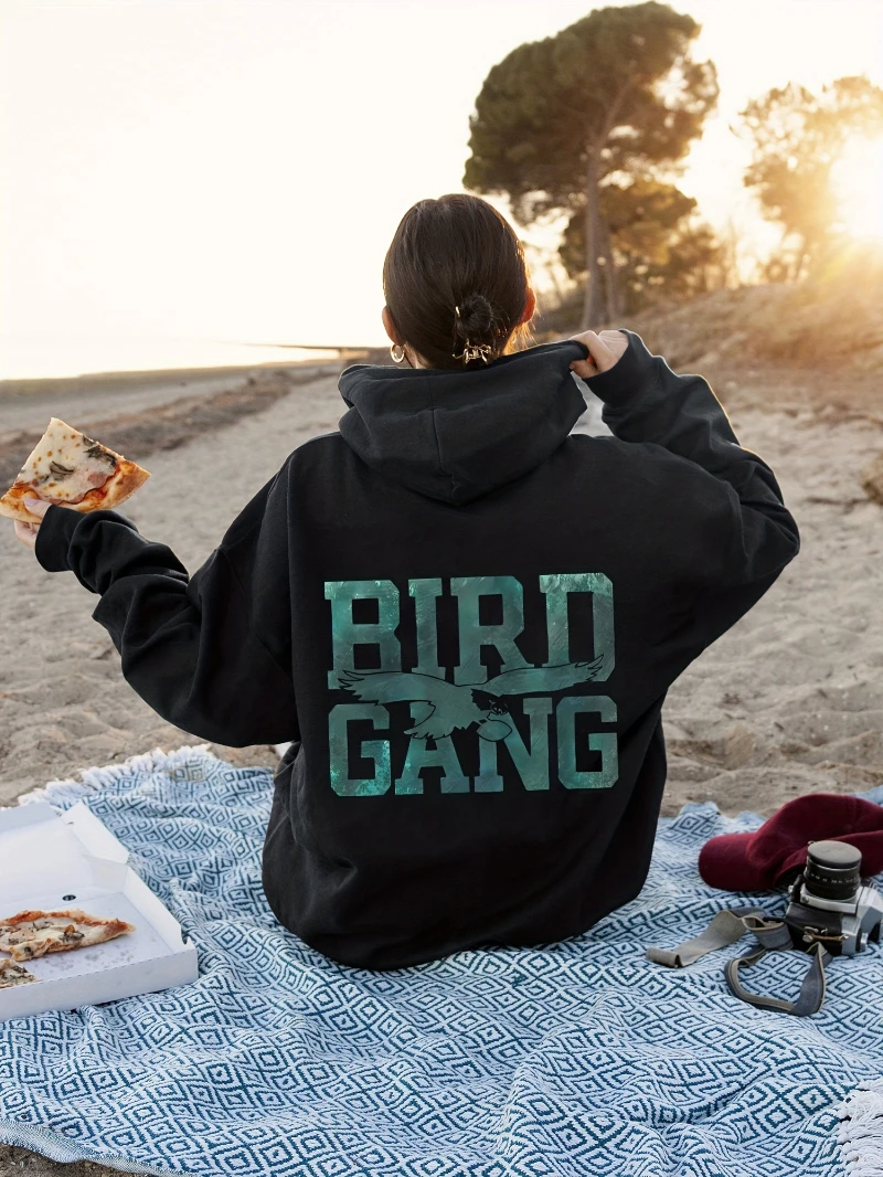 Fashion Womans Hoodies Bird Gang Letter Prints Pullover Pocket Comfortable Fleece Warm Sweatshirts Autumn Casual Female Clothing
Fashion Womans Hoodies Bird Gang Letter Prints Pullover Pocket Comfortable Fleece Warm Sweatshirts Autumn Casual Female Clothing