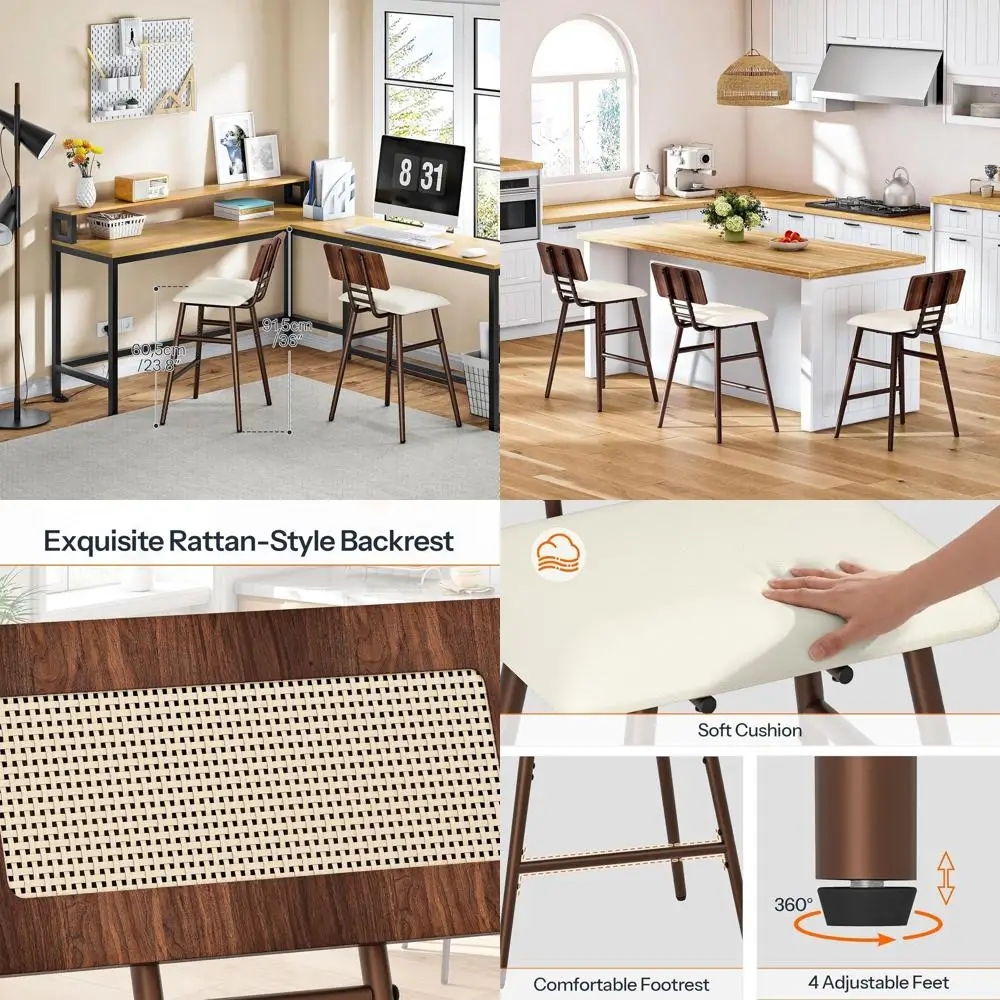 Elegant Walnut & Beige Bar Stools with Optional Backrests for Kitchen & Dining Areas
Elegant Walnut & Beige Bar Stools with Optional Backrests for Kitchen & Dining Areas