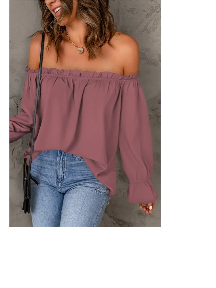 Summer Blouses Women Ruffled Off-Shoulder One Line Neck Blouse Elegant Casual Flowy Vacation Solid Color Long Sleeve Tunic Tops
Summer Blouses Women Ruffled Off-Shoulder One Line Neck Blouse Elegant Casual Flowy Vacation Solid Color Long Sleeve Tunic Tops
