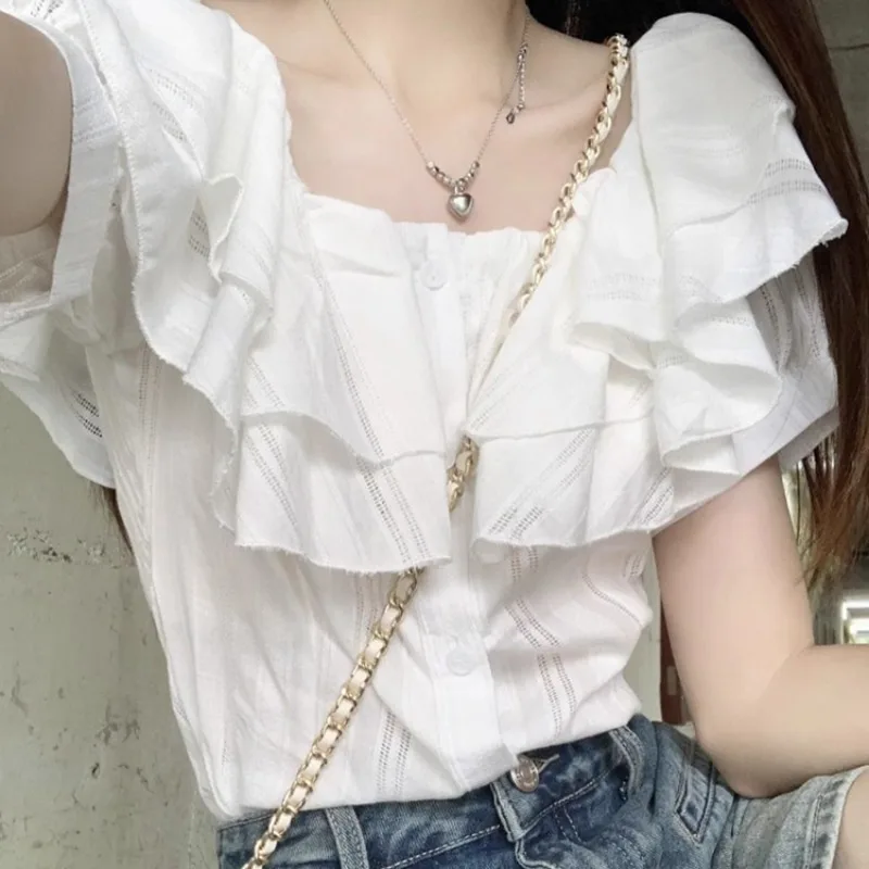 OCEANLOVE Blouses Ruffles Slash Neck Solid Spring Summer Sweet Women Shirts Korean Fashion White Elegant Retro Blusas Mujer
OCEANLOVE Blouses Ruffles Slash Neck Solid Spring Summer Sweet Women Shirts Korean Fashion White Elegant Retro Blusas Mujer