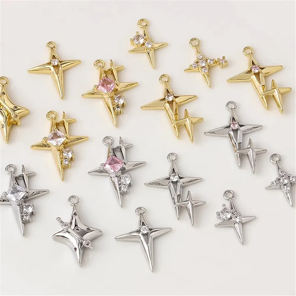 Copper Plated 18K Cross-shaped Star Pendant Starlight Pendant Zirconium-encrusted DIY Handmade Accessory Jewelry Hand Necklace
Copper Plated 18K Cross-shaped Star Pendant Starlight Pendant Zirconium-encrusted DIY Handmade Accessory Jewelry Hand Necklace