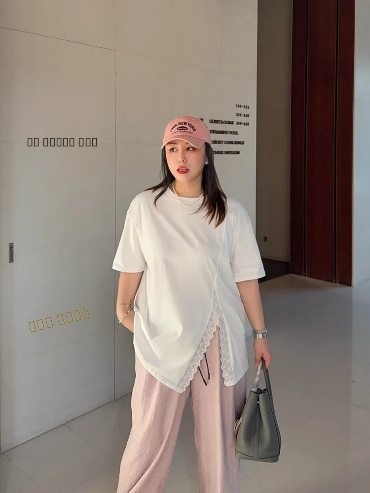 Женская повседневная футболка VOGANA большого размера с кружевными вставками, свободного кроя, из хлопка, летняя, с кружевными аппликациями в виде цветов...
Женская повседневная футболка VOGANA большого размера с кружевными вставками, свободного кроя, из хлопка, летняя, с кружевными аппликациями в виде цветов...