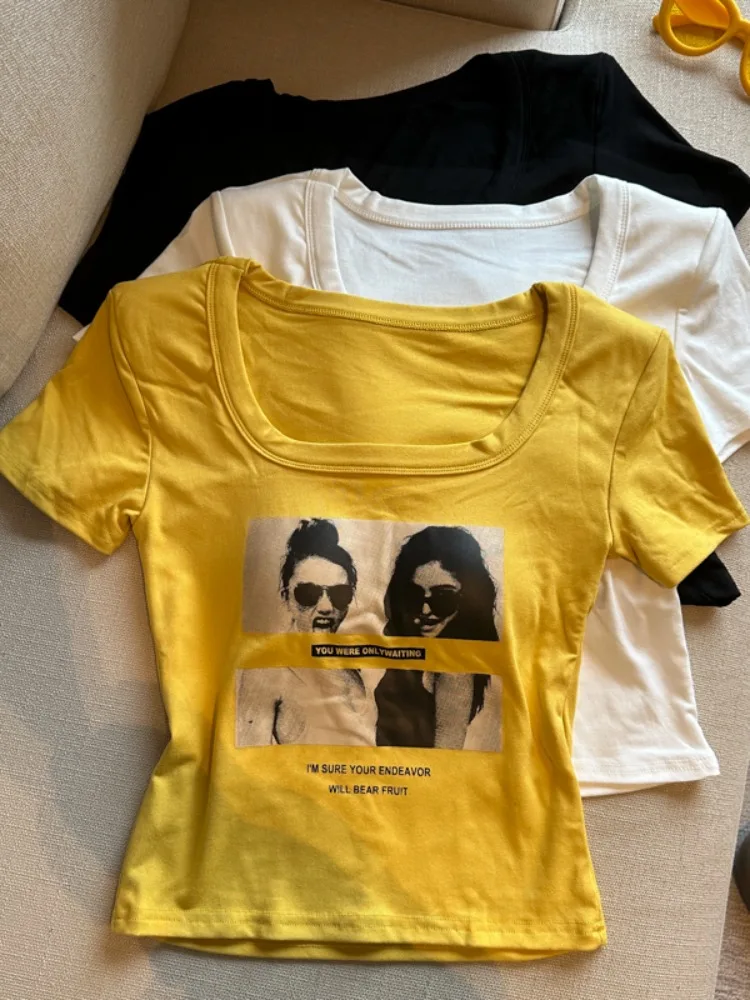Summer New Style Hot Girl U-neck Padded Shoulder Short Sleeve T-shirt Women's Slim Fit Printed Short Top City Walk Skin-frien...
Summer New Style Hot Girl U-neck Padded Shoulder Short Sleeve T-shirt Women's Slim Fit Printed Short Top City Walk Skin-frien...