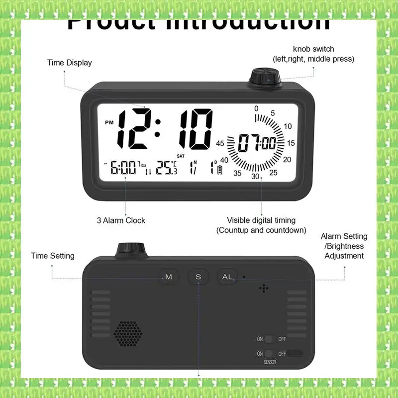 Digital Alarm Clock Visual Timer Three Sets Of Alarms Luminous Dual Display Countdown Children's Learning Time Reminder
Digital Alarm Clock Visual Timer Three Sets Of Alarms Luminous Dual Display Countdown Children's Learning Time Reminder