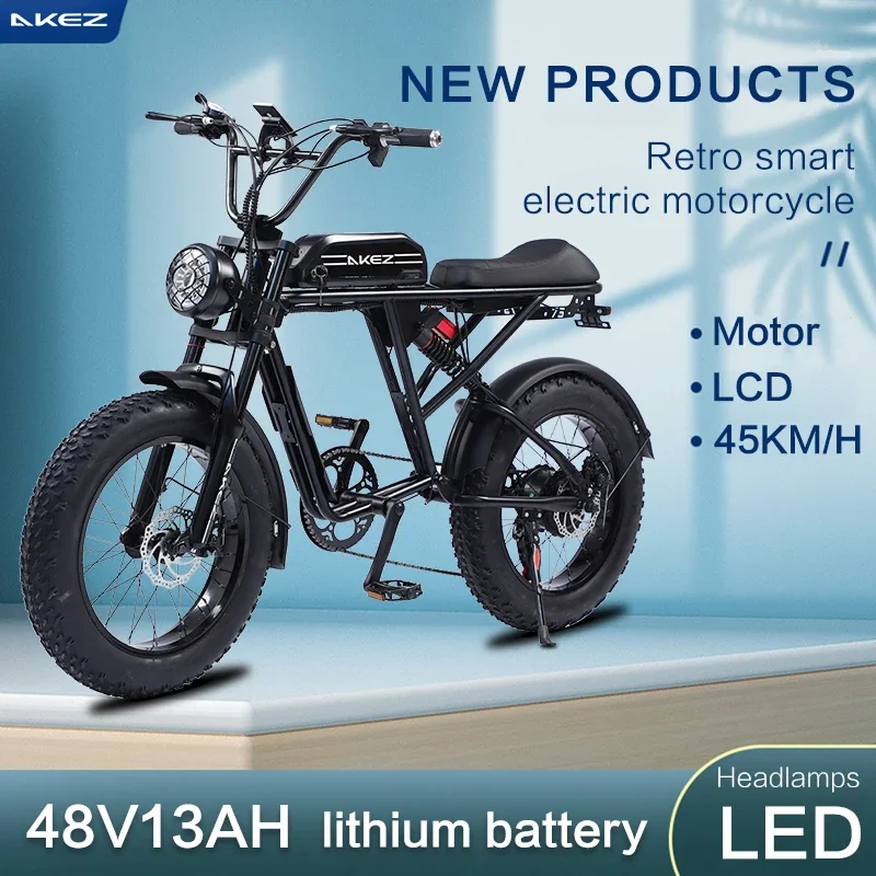 US Stock AKEZ Retro 20 Inch Electric Bike, 48V 750W Motor, 13Ah Battery, Fat Tire Snow Mountain Off-Road E-Bike
US Stock AKEZ Retro 20 Inch Electric Bike, 48V 750W Motor, 13Ah Battery, Fat Tire Snow Mountain Off-Road E-Bike