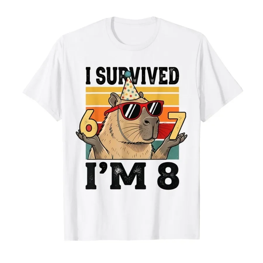 8th Birthday I Survived 67 Now I'm 8 Funny Capybara Kid T-shirt For Men Women 100% Cotton T Shirts Short Sleeve Tops 0410-1
8th Birthday I Survived 67 Now I'm 8 Funny Capybara Kid T-shirt For Men Women 100% Cotton T Shirts Short Sleeve Tops 0410-1