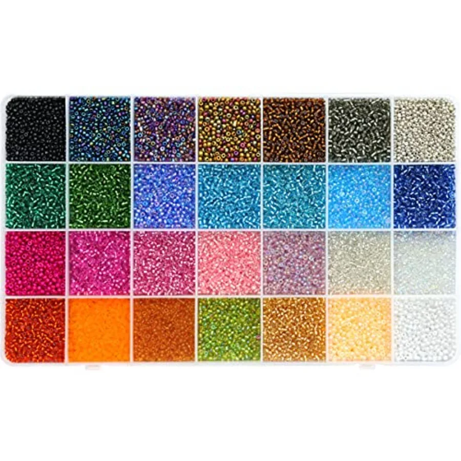 24000Pcs 2mm Glass Seed Beads Kit, with 28 Colors Small Beads Kit for Girls, Women and Adults, Bracelets, Necklaces, Earring, J
24000Pcs 2mm Glass Seed Beads Kit, with 28 Colors Small Beads Kit for Girls, Women and Adults, Bracelets, Necklaces, Earring, J