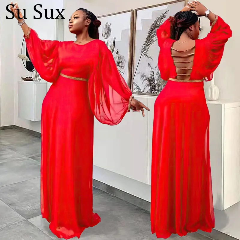 African Dresses For Women Evening Party Robe Chiffon Lantern Sleeve Backless Maxi Dress African Clothes Vestidos Nightclub
African Dresses For Women Evening Party Robe Chiffon Lantern Sleeve Backless Maxi Dress African Clothes Vestidos Nightclub