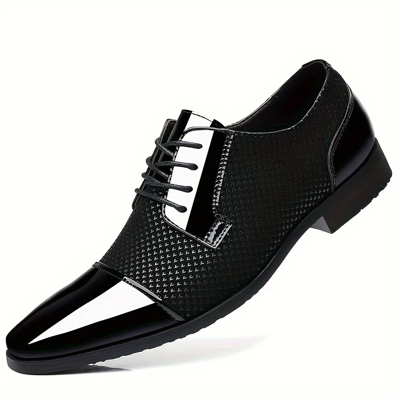 Toe Faux Patent Derby Shoes, Comfy Non Slip Rubber Sole Business Style Formal Shoes For 's Outdoor Activities
Toe Faux Patent Derby Shoes, Comfy Non Slip Rubber Sole Business Style Formal Shoes For 's Outdoor Activities
