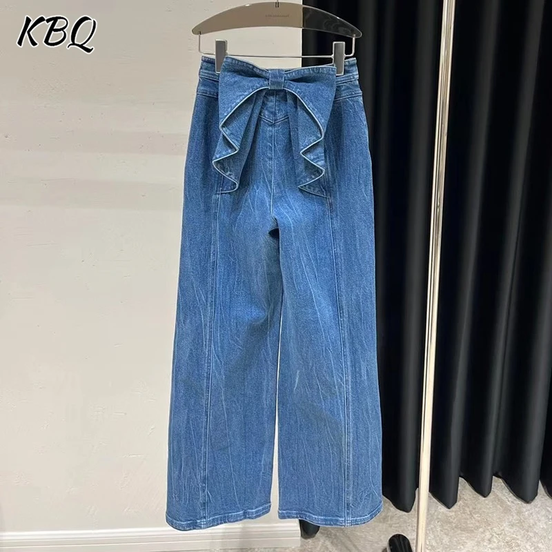 KBQ Solid Slimming Elegant Denim Pants For Women High Wiast Spliced Bowknot Tempeament Long Trousers Female Fashion Style New
KBQ Solid Slimming Elegant Denim Pants For Women High Wiast Spliced Bowknot Tempeament Long Trousers Female Fashion Style New