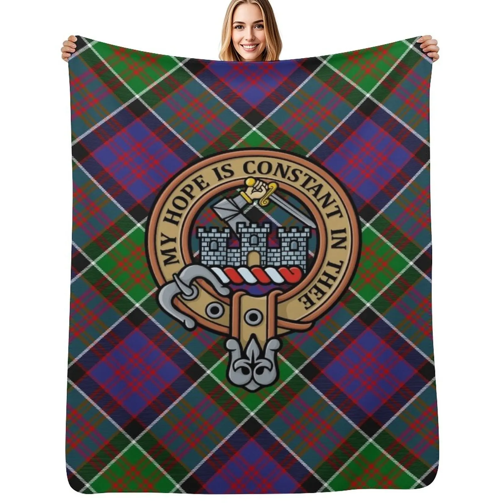 Clan MacDonald of Clanranald Crest over Tartan Throw Blanket Men's Soft Warm Throw Blanket for Couch
Clan MacDonald of Clanranald Crest over Tartan Throw Blanket Men's Soft Warm Throw Blanket for Couch