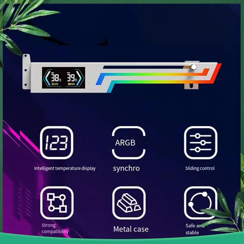 (NEW) Temperature Display Graphics Card Bracket 5V 3PIN ARGB AURA SYNC Graphics Card VGA Holder
(NEW) Temperature Display Graphics Card Bracket 5V 3PIN ARGB AURA SYNC Graphics Card VGA Holder