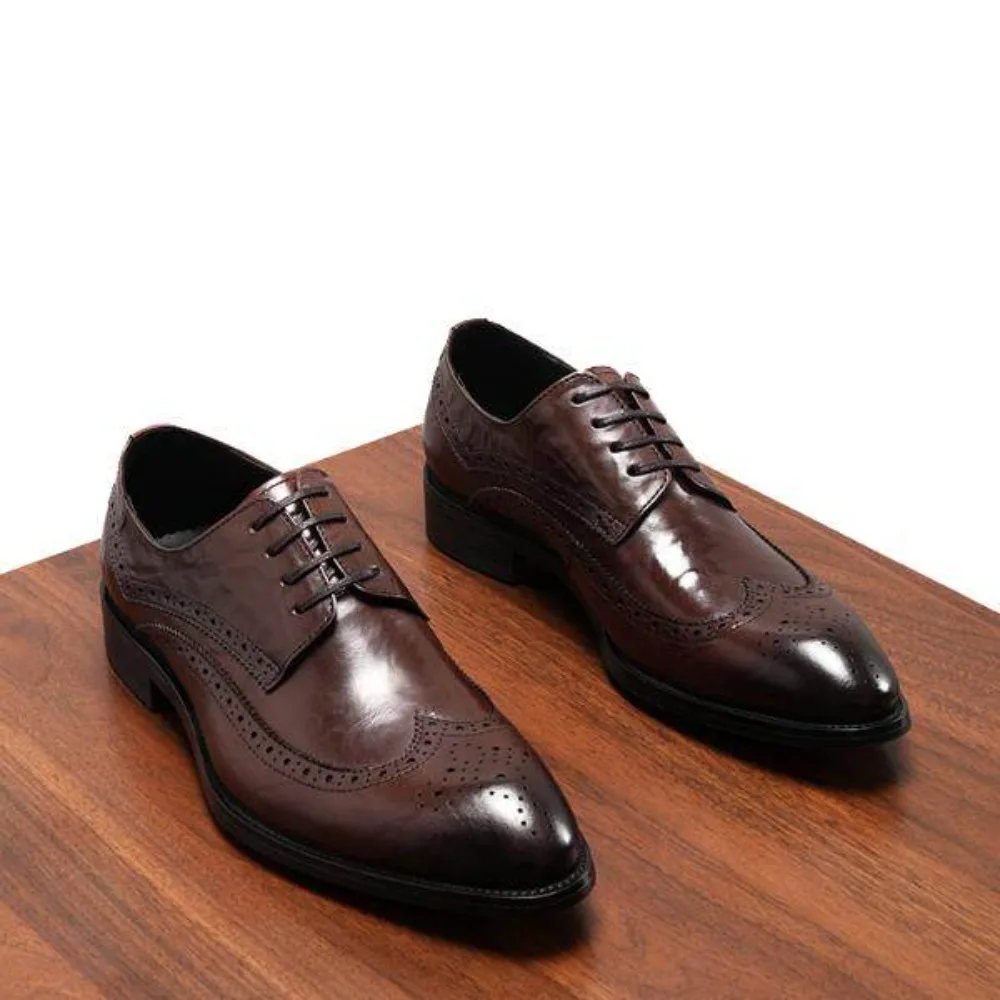Mens Genuine Full Cow Leather Brogue Dress Shoes Pointed Toe Lace Up British Style Formal Business Wedding Shoes
Mens Genuine Full Cow Leather Brogue Dress Shoes Pointed Toe Lace Up British Style Formal Business Wedding Shoes