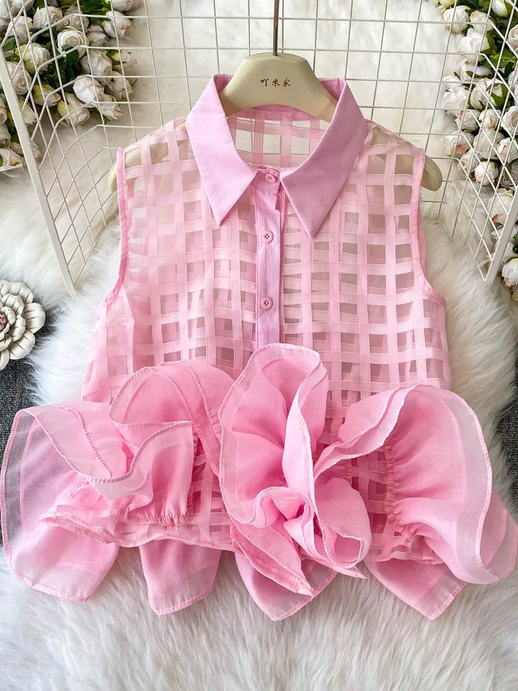 Fashionable European Style Women's Summer Shirt Thin Heavy Work Floral Splicing Sleeveless Collar Regular Length Pure Color
Fashionable European Style Women's Summer Shirt Thin Heavy Work Floral Splicing Sleeveless Collar Regular Length Pure Color