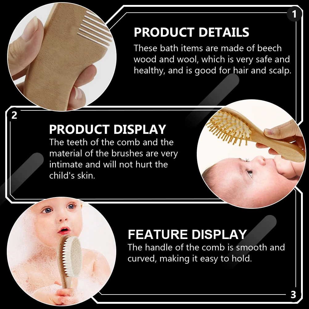 4 pcs Baby Children'S Wooden Comb Bath Set Beech Wood Wool Comb Brush Kids Hair Care Safe Children'S Bath Supplies Khaki
4 pcs Baby Children'S Wooden Comb Bath Set Beech Wood Wool Comb Brush Kids Hair Care Safe Children'S Bath Supplies Khaki