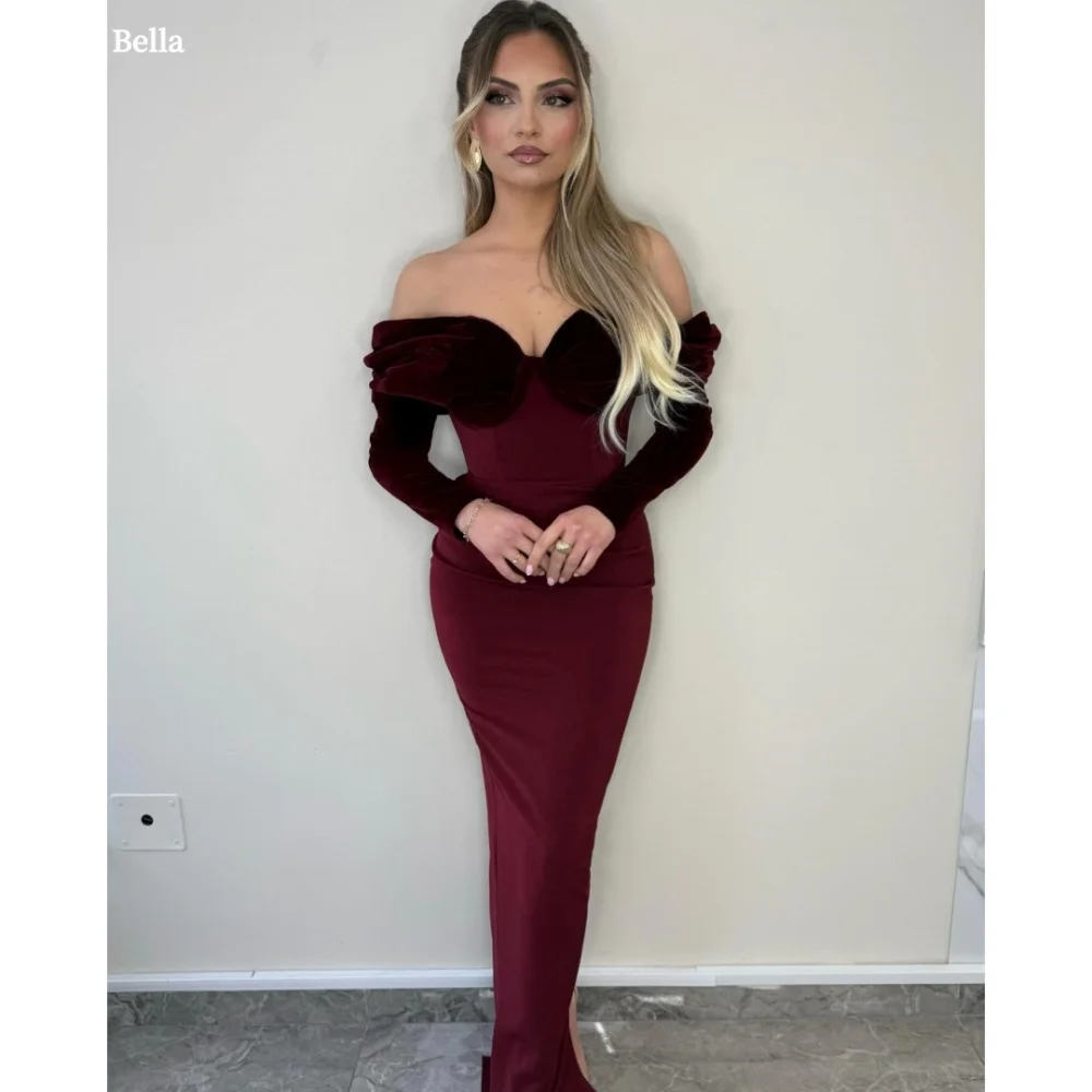 Bella Индивидуальные красные вечерние платья на одно плечо с длинными рукавами, бархатные вечерние платья без бретелек, свадебное платье длиной до пола, 2025
Bella Индивидуальные красные вечерние платья на одно плечо с длинными рукавами, бархатные вечерние платья без бретелек, свадебное платье длиной до пола, 2025