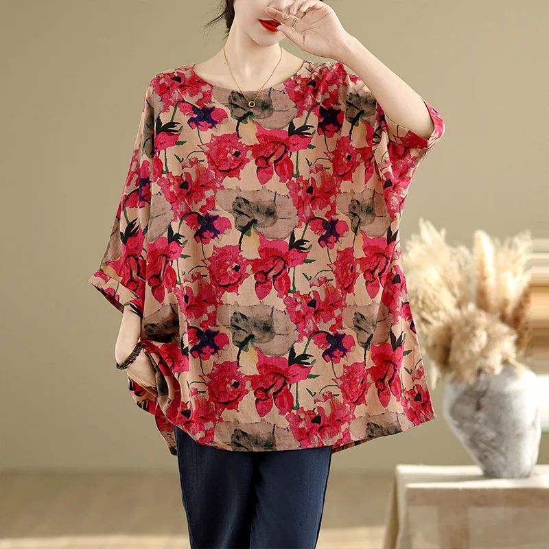 Vacation Beach Loose Blouse 3/4 Sleeve Floral Print Chinese Style Women Streetwear Pullover Shirt Blusass Elegantes Feminino
Vacation Beach Loose Blouse 3/4 Sleeve Floral Print Chinese Style Women Streetwear Pullover Shirt Blusass Elegantes Feminino