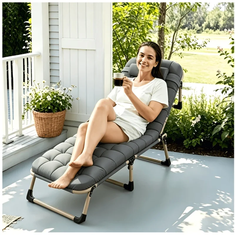 Outdoor Upholstered Recliner Chair – Portable Folding Lounge Seat with Ergonomic Support, Thick Cushioned Design, Compact & Lightweight for Patio, Deck, Garden, Balcony or Indoor Use – Gray
Outdoor Upholstered Recliner Chair – Portable Folding Lounge Seat with Ergonomic Support, Thick Cushioned Design, Compact & Lightweight for Patio, Deck, Garden, Balcony or Indoor Use – Gray