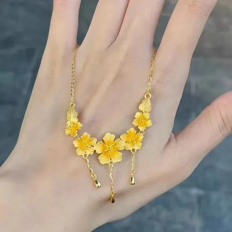 Women's 9999 24K Real Gold Floral Necklace Floral Necklaces Fashionable Temperament, Collarbone Chain Pendant Wedding Jewelry
Women's 9999 24K Real Gold Floral Necklace Floral Necklaces Fashionable Temperament, Collarbone Chain Pendant Wedding Jewelry
