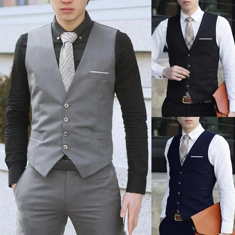 2023 Business Office Men 4 Buttons V-Neck Sleeveless Waistcoat lightweight Fit Working Wedding Vest
2023 Business Office Men 4 Buttons V-Neck Sleeveless Waistcoat lightweight Fit Working Wedding Vest
