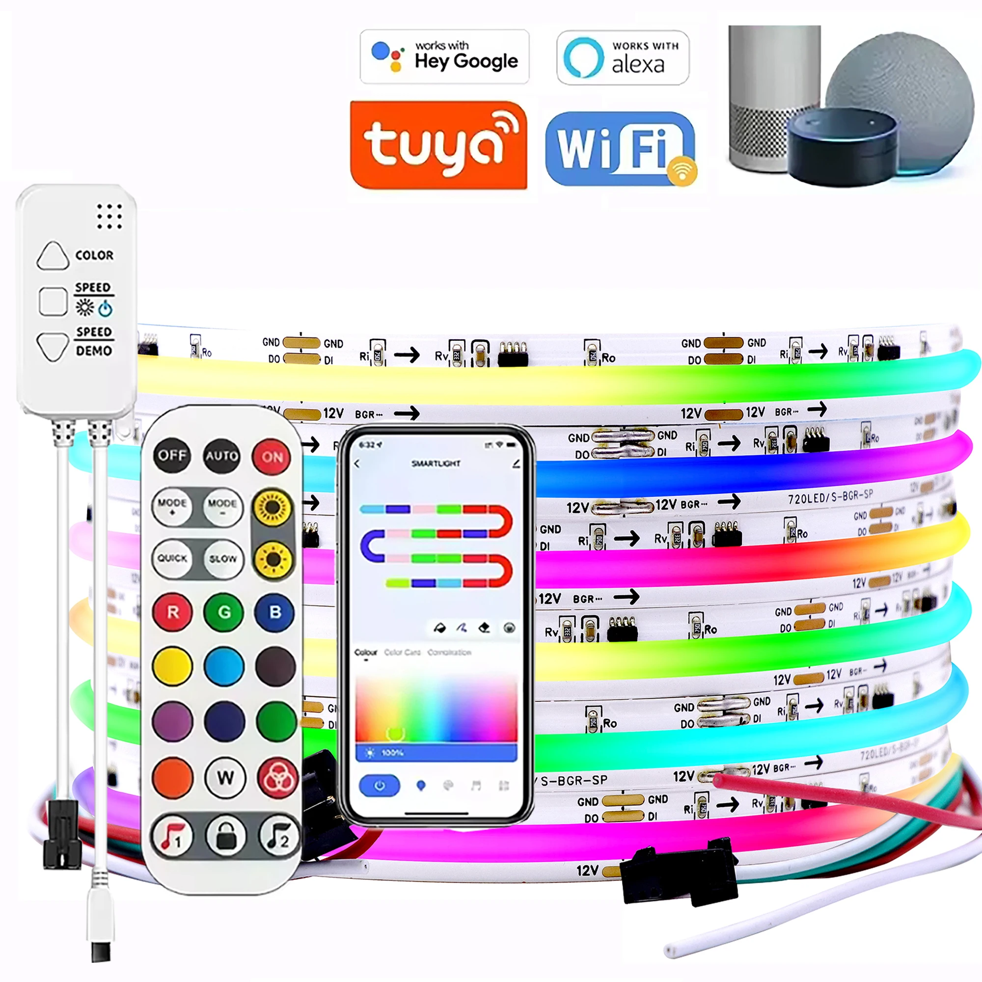 USB 5V Controller APP Control WS2811 Bluetooth Smart WS2812 RGB COB Strip 720LEDs/m Sound-Activated Running Music Modes Light 5V
USB 5V Controller APP Control WS2811 Bluetooth Smart WS2812 RGB COB Strip 720LEDs/m Sound-Activated Running Music Modes Light 5V