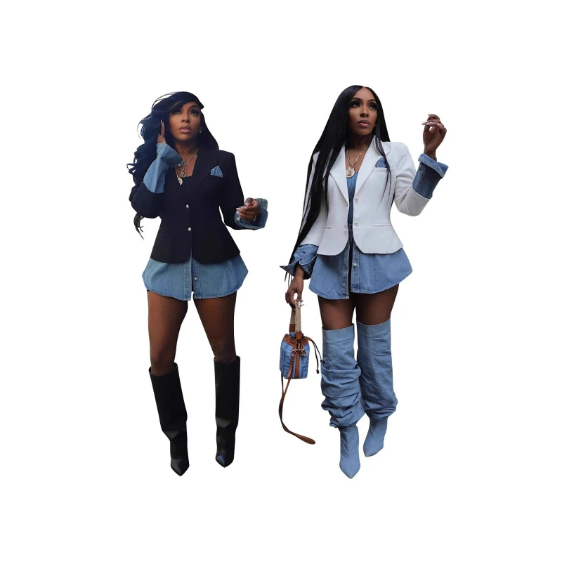 Women Jackets Blazer Elegant Buttons Turn Down Collar Jacket Patchwork Denim Coat Long Sleeve Skinny Office Lady Autumn 2025
Women Jackets Blazer Elegant Buttons Turn Down Collar Jacket Patchwork Denim Coat Long Sleeve Skinny Office Lady Autumn 2025