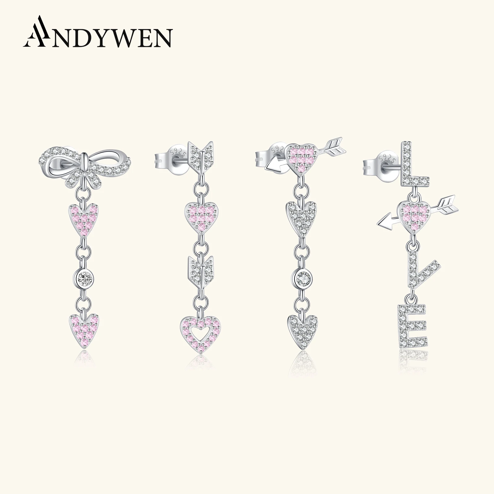 ANDYWEN серьги-капли из стерлингового серебра 925 пробы с бантом в форме сердца и розовым цирконом CZ, женские милые ювелирные изделия 2025, подарок на День святого Валентина
ANDYWEN серьги-капли из стерлингового серебра 925 пробы с бантом в форме сердца и розовым цирконом CZ, женские милые ювелирные изделия 2025, подарок на День святого Валентина