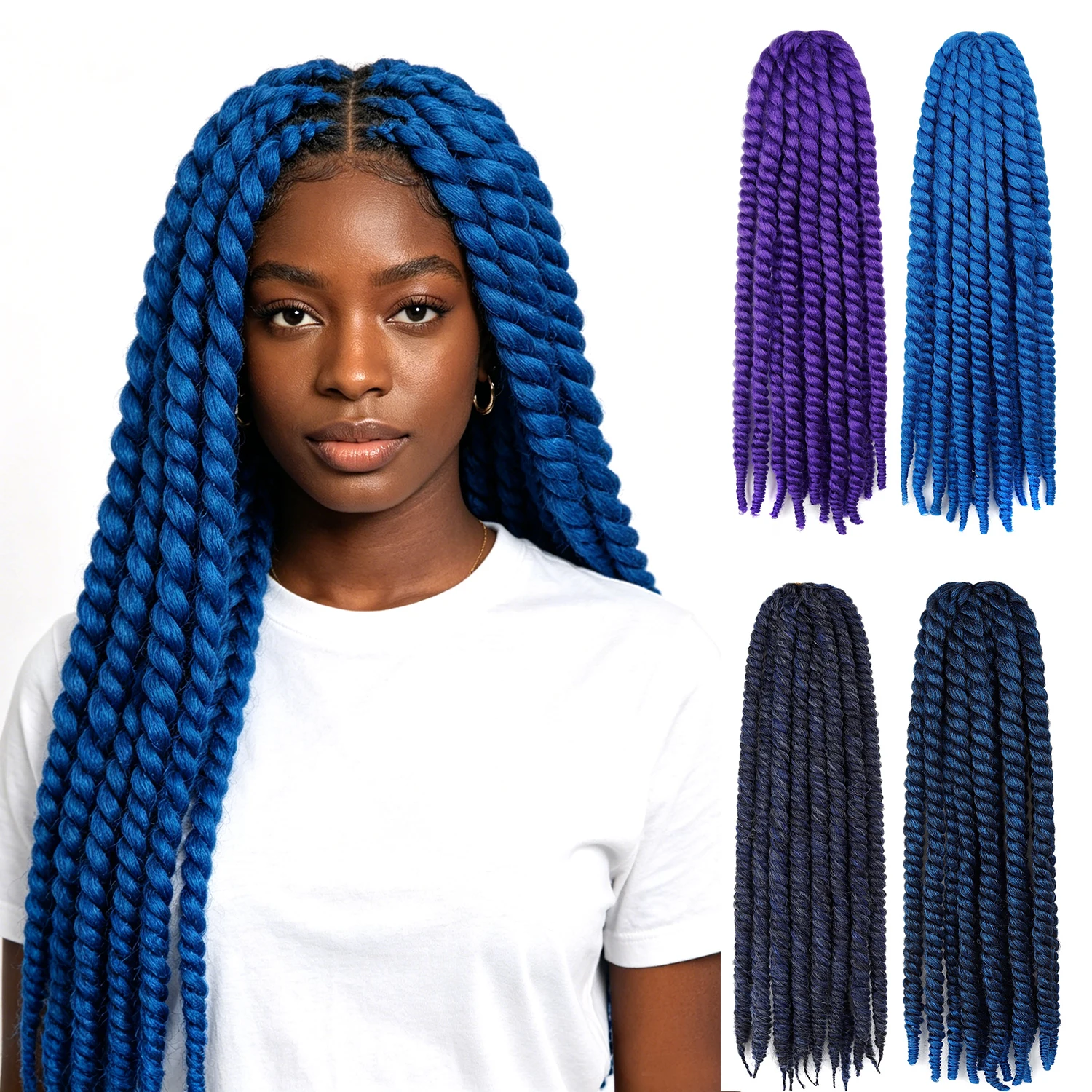 Braids 24 Inch Spring Twist Crochet Hair Ombre Synthetic 2-Strand Mambo African Twist Braiding Hair Extensions
Braids 24 Inch Spring Twist Crochet Hair Ombre Synthetic 2-Strand Mambo African Twist Braiding Hair Extensions
