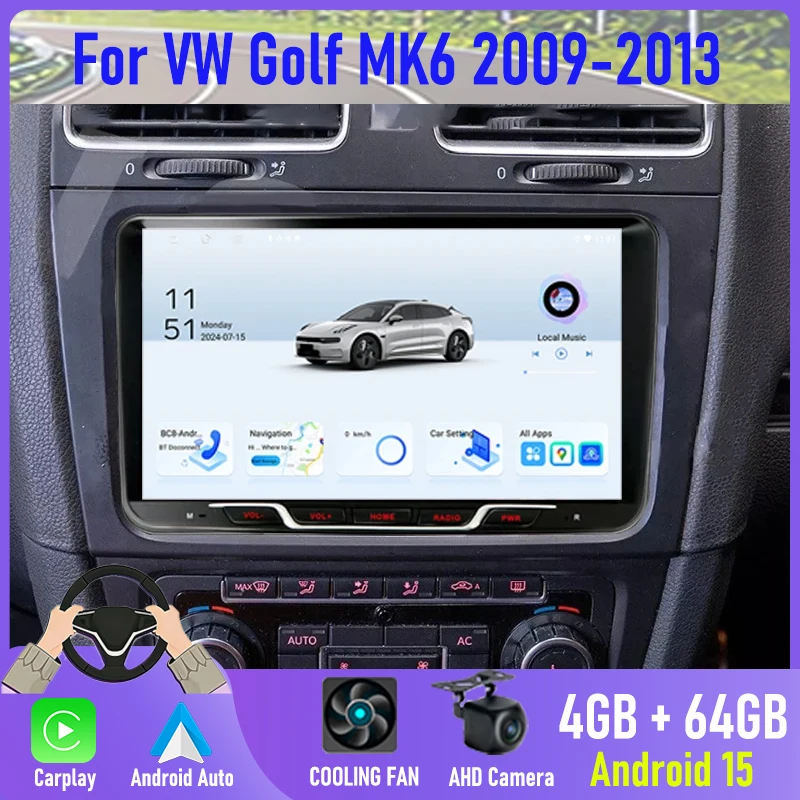 9'' For VW Golf MK6 2009-2013 Car Radio Head Unit Wireless Carplay Apple Android13 Auto Intelligent System Multimedia Player BT
9'' For VW Golf MK6 2009-2013 Car Radio Head Unit Wireless Carplay Apple Android13 Auto Intelligent System Multimedia Player BT