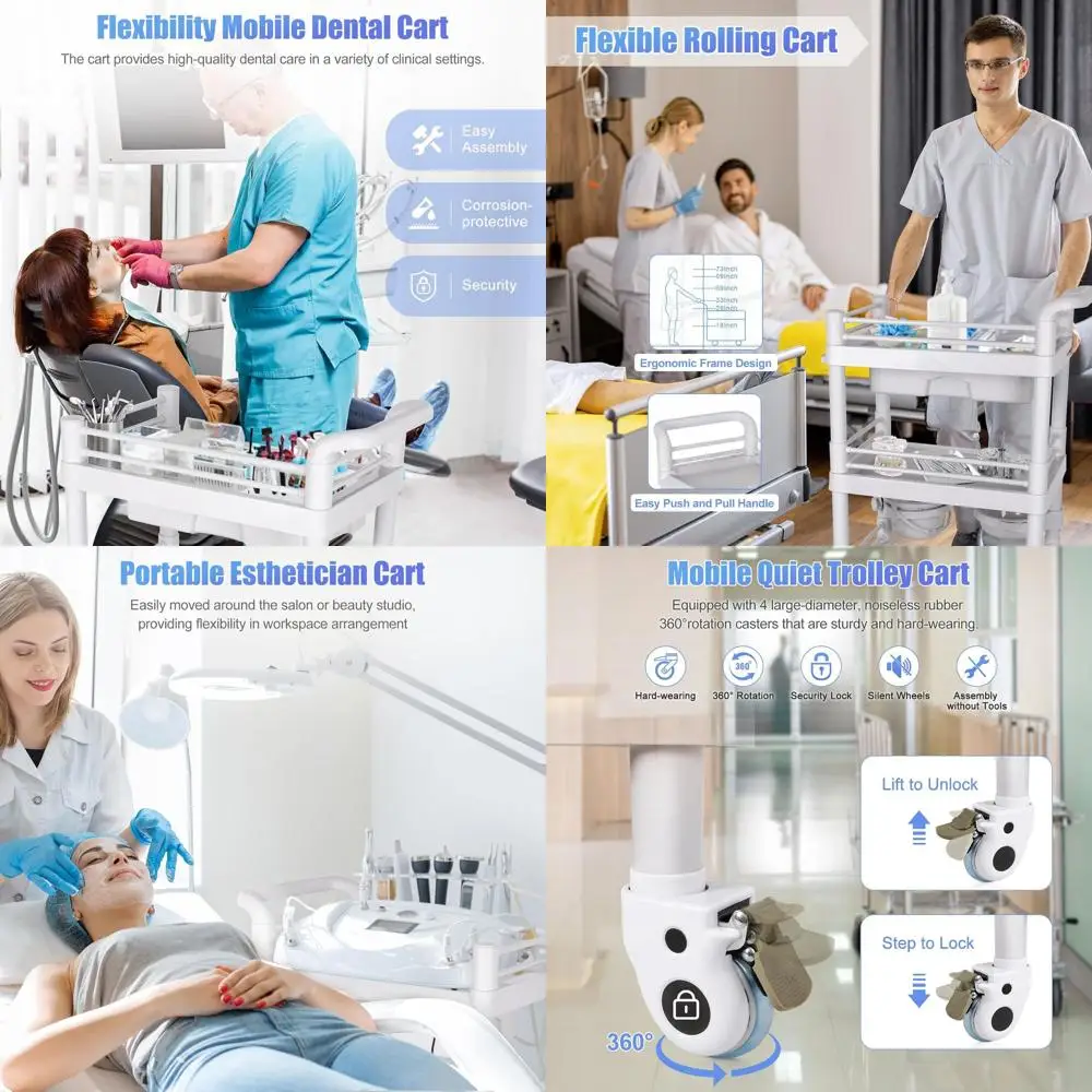 Portable 3-Tier Medical Cart with Lockable Wheels for Ultrasound Scanners, Hospital, and Esthetician Use
Portable 3-Tier Medical Cart with Lockable Wheels for Ultrasound Scanners, Hospital, and Esthetician Use