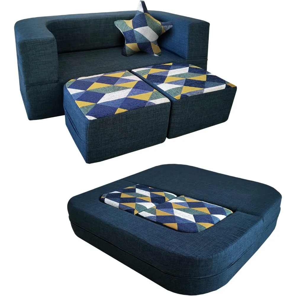 Kids Couch Convertible Toddler Sofa 4pcs with Memory Foam Fold Out Kids Sofa Bed, for Children Boys and Girls Play Couch Chair
Kids Couch Convertible Toddler Sofa 4pcs with Memory Foam Fold Out Kids Sofa Bed, for Children Boys and Girls Play Couch Chair