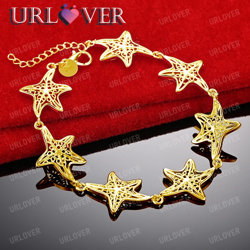 URLOVER 18K Gold Bracelet Starfish Link Chain Bracelets For Woman Party Wedding Engagement Fashion Charm Jewelry Birthday Gift
URLOVER 18K Gold Bracelet Starfish Link Chain Bracelets For Woman Party Wedding Engagement Fashion Charm Jewelry Birthday Gift