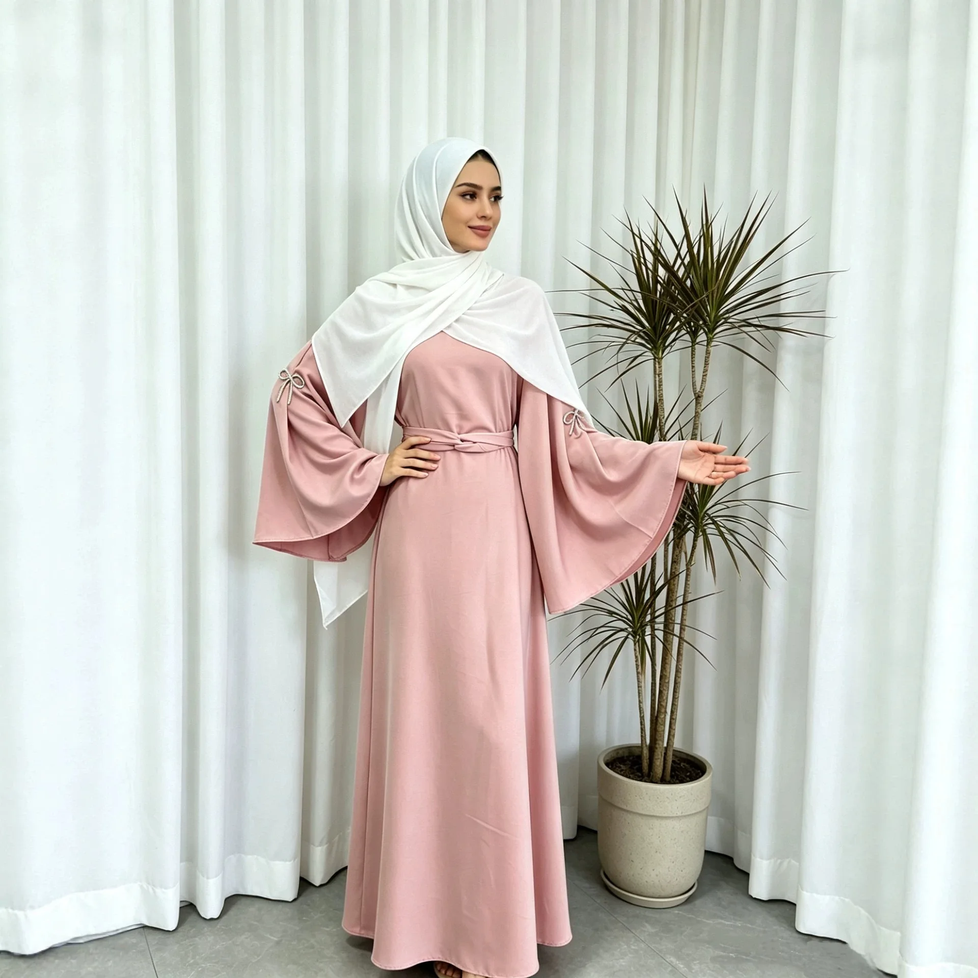 Eid Dress Abaya Women Muslim Party Dresses Jalabiya Bow Ramadan Sashes Kaftan Islam Vestidos Arab Long Robe Morocco Dubai Abayas
Eid Dress Abaya Women Muslim Party Dresses Jalabiya Bow Ramadan Sashes Kaftan Islam Vestidos Arab Long Robe Morocco Dubai Abayas