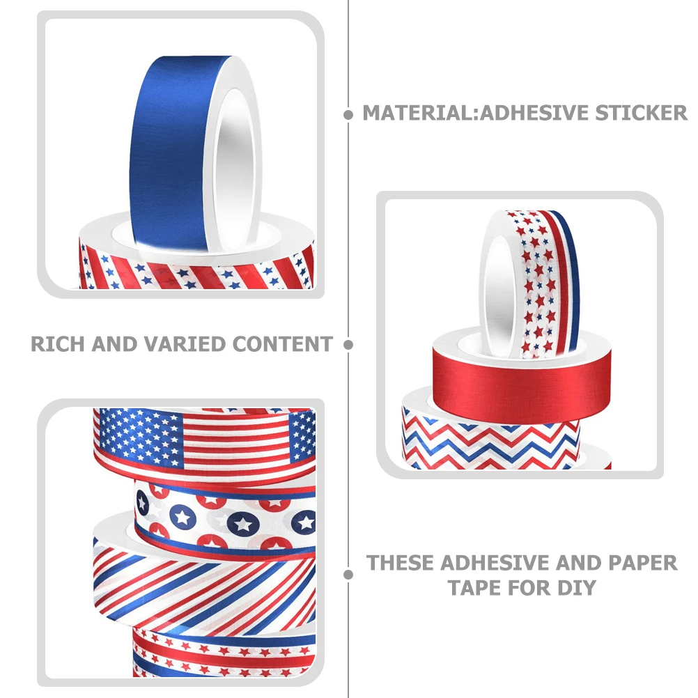 12 Rolls Patriotic Decorative Tape for Scrapbook Journal DIY 4th of July Festival Sticker Crafts Reusable Adhesive
12 Rolls Patriotic Decorative Tape for Scrapbook Journal DIY 4th of July Festival Sticker Crafts Reusable Adhesive