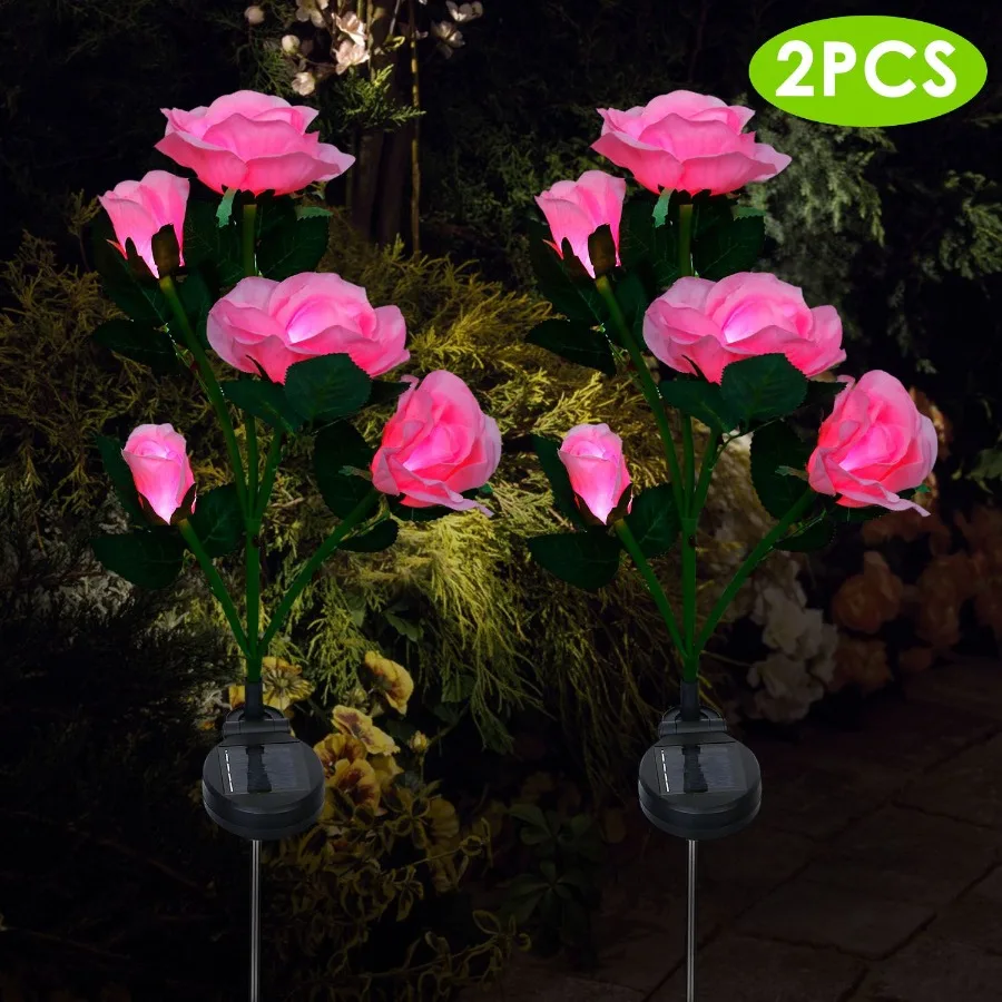 2Pcs Solar Powered Lights Outdoor Rose Flower LED Drative Lamp Water Resistant Pathway Stake Lights
2Pcs Solar Powered Lights Outdoor Rose Flower LED Drative Lamp Water Resistant Pathway Stake Lights