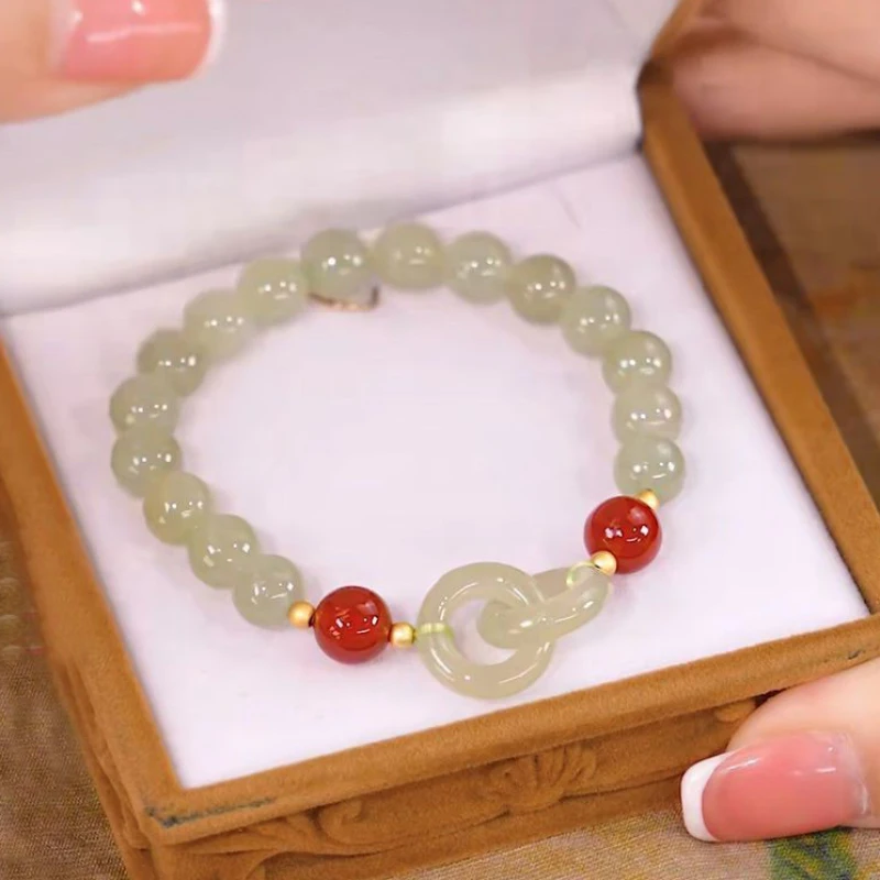 Interlocking bracelet for women new in simple Light luxury charming natural Hotan Jade beads bangles party jewelry gift
Interlocking bracelet for women new in simple Light luxury charming natural Hotan Jade beads bangles party jewelry gift