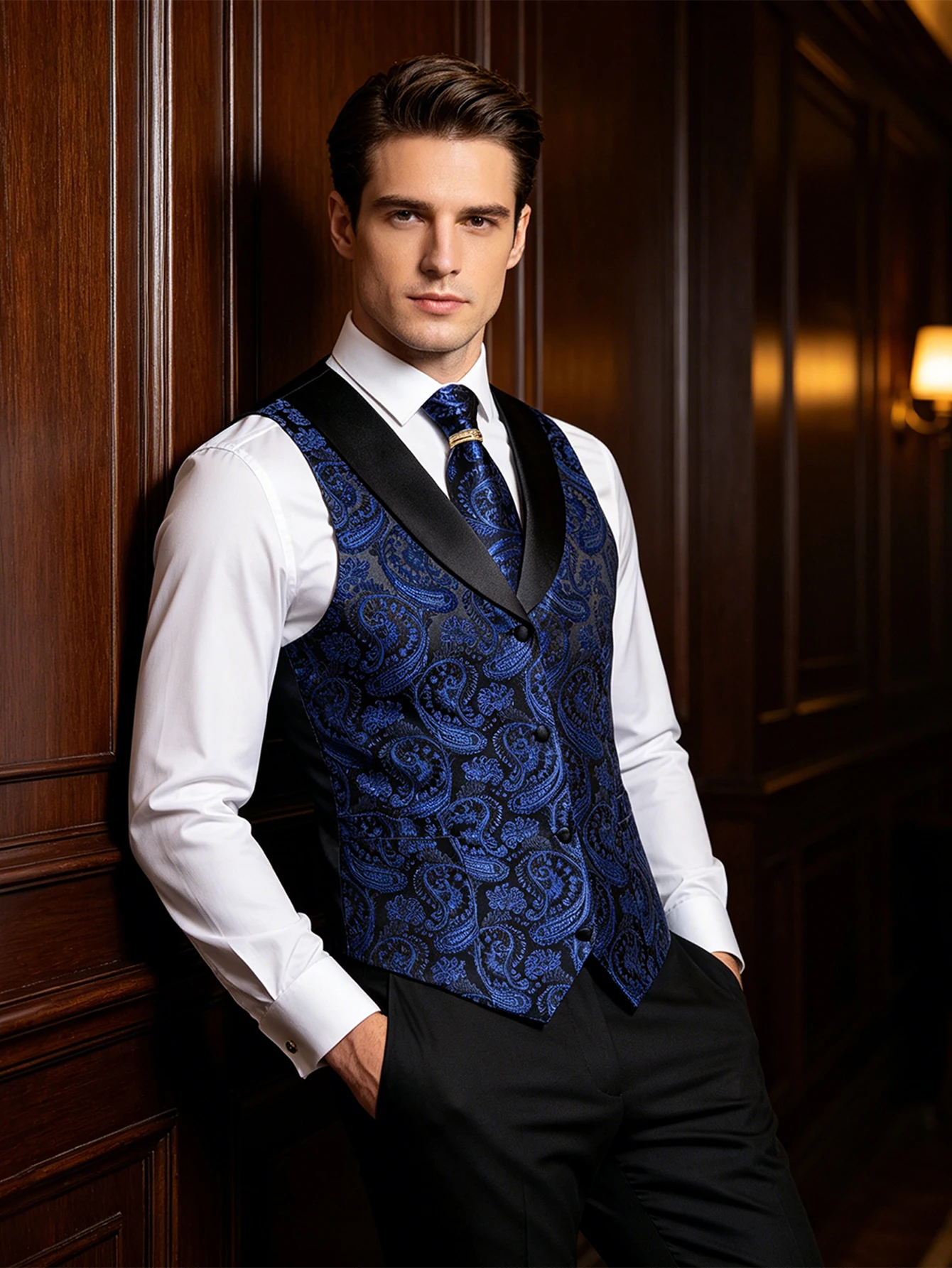 Classic Shawl Lapel Waistcoat Full Accessory Set Ideal for Wedding Occasions
Classic Shawl Lapel Waistcoat Full Accessory Set Ideal for Wedding Occasions