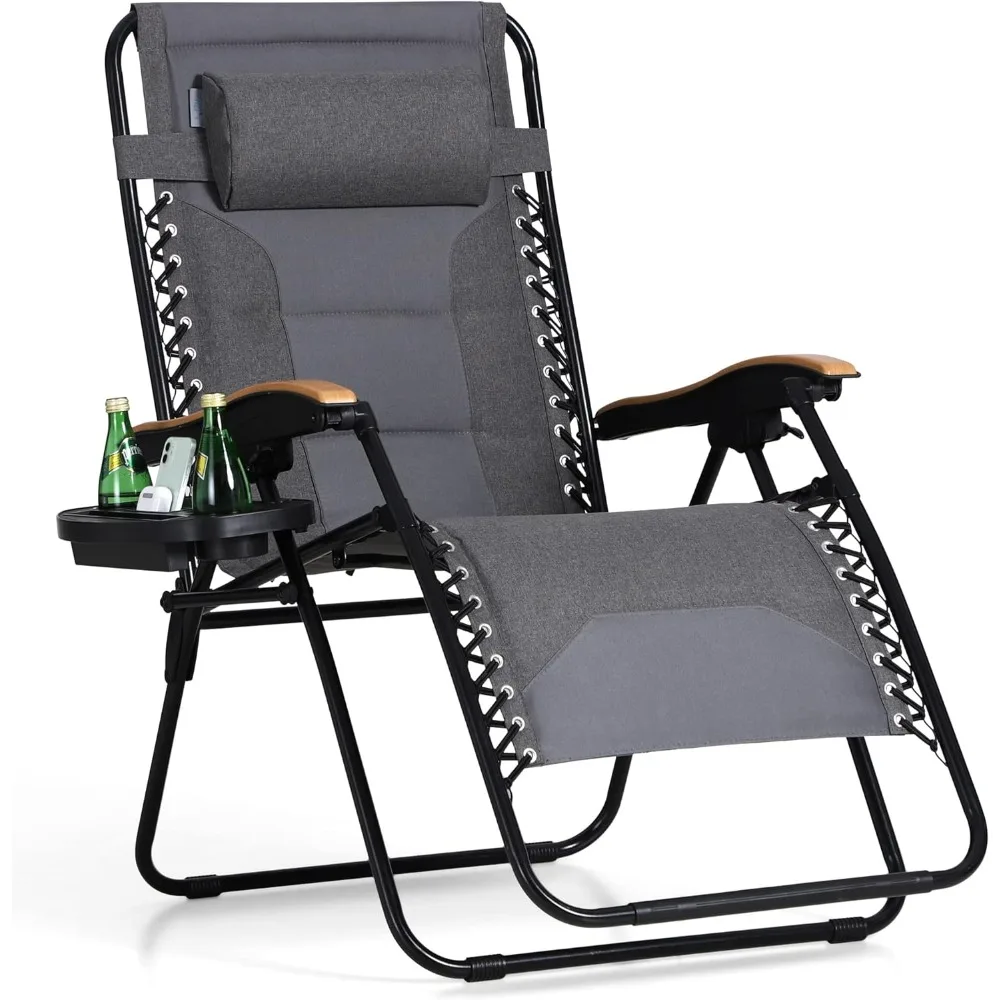 Oversized Upholstered Zero Gravity Chair, Foldable Patio Lounge Chair, 30" Wide Seat with Cup Holder, Gravity Recliner, Grey
Oversized Upholstered Zero Gravity Chair, Foldable Patio Lounge Chair, 30" Wide Seat with Cup Holder, Gravity Recliner, Grey