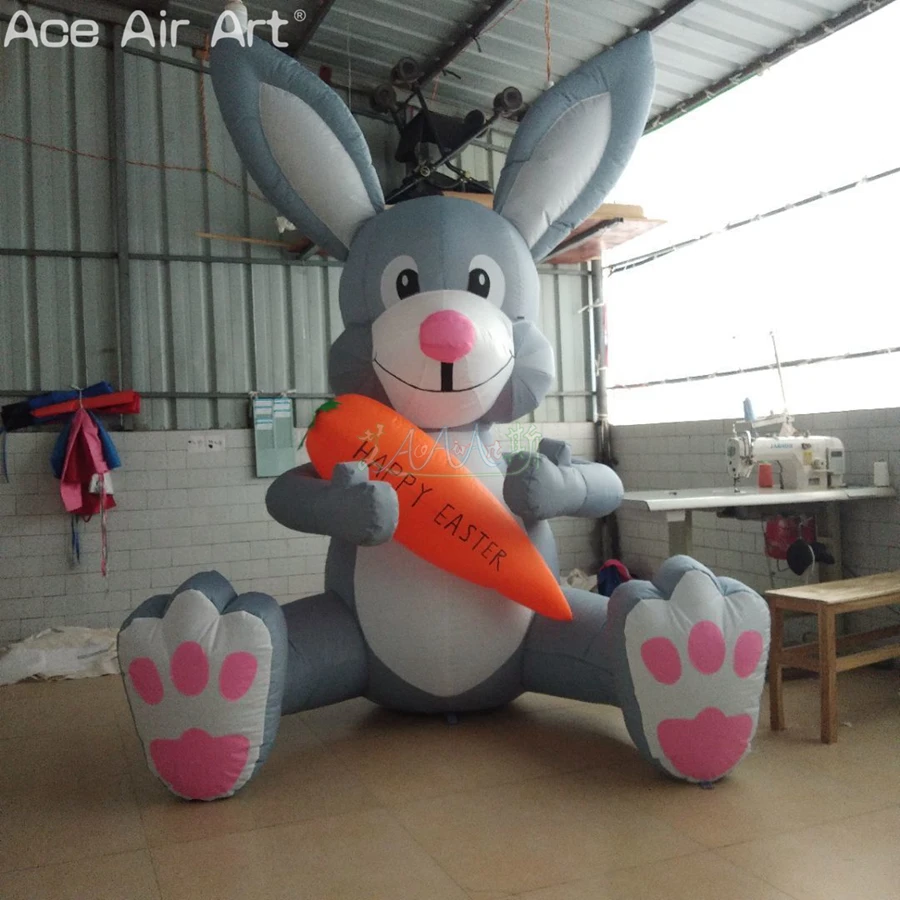 Outdoor Yard Easter Decoration Funny Grey Color Inflatable Bunny with Carrot Easter Rabbit for Easter Events
Outdoor Yard Easter Decoration Funny Grey Color Inflatable Bunny with Carrot Easter Rabbit for Easter Events