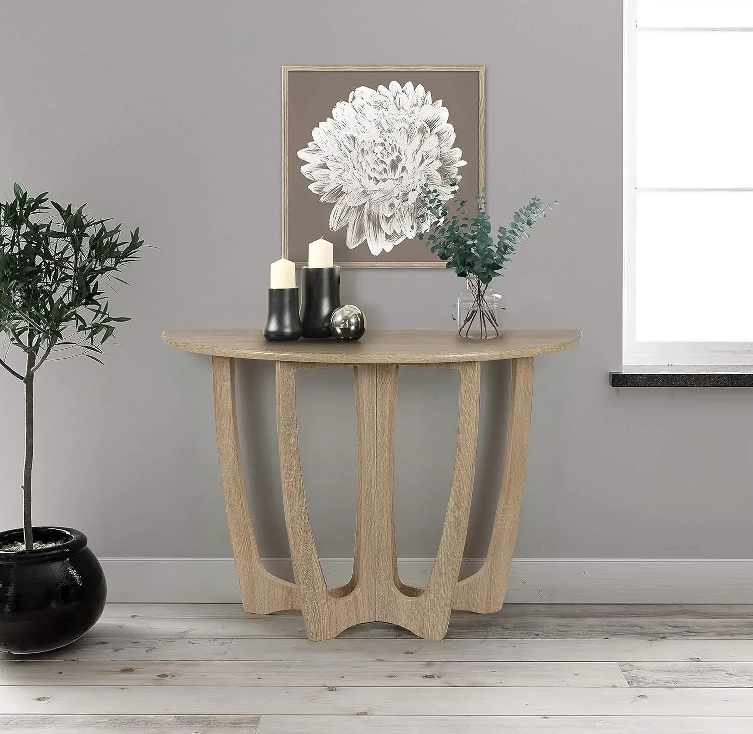 Wooden Console Table,Semicircle Narrow Side Table, Sofa Table for Living Room and Corridor,Foyer Table, Half Round Hallway Table
Wooden Console Table,Semicircle Narrow Side Table, Sofa Table for Living Room and Corridor,Foyer Table, Half Round Hallway Table