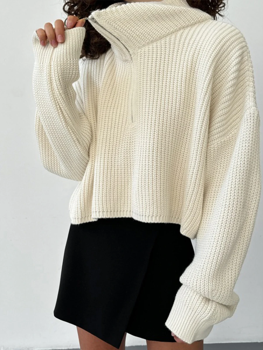Sumuyoo Women's Half Zipper High Neck Knitted Sweater Loose Long Sleeved Casual Top Suitable for Daily Street Wear
Sumuyoo Women's Half Zipper High Neck Knitted Sweater Loose Long Sleeved Casual Top Suitable for Daily Street Wear