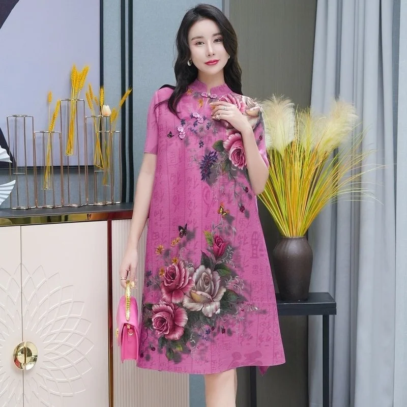 Casual dress female 2023 new folded fashion peony print retro cheongsam dress summer slim and foreign short sleeve dress tops
Casual dress female 2023 new folded fashion peony print retro cheongsam dress summer slim and foreign short sleeve dress tops