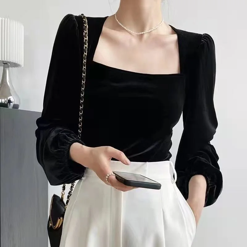 2023 New Fall Corset Women Tops Elegant Black Velvet Blouses Shirts Square Collar Puff Long Sleeve Shirt Vintage Tops Blusas
2023 New Fall Corset Women Tops Elegant Black Velvet Blouses Shirts Square Collar Puff Long Sleeve Shirt Vintage Tops Blusas