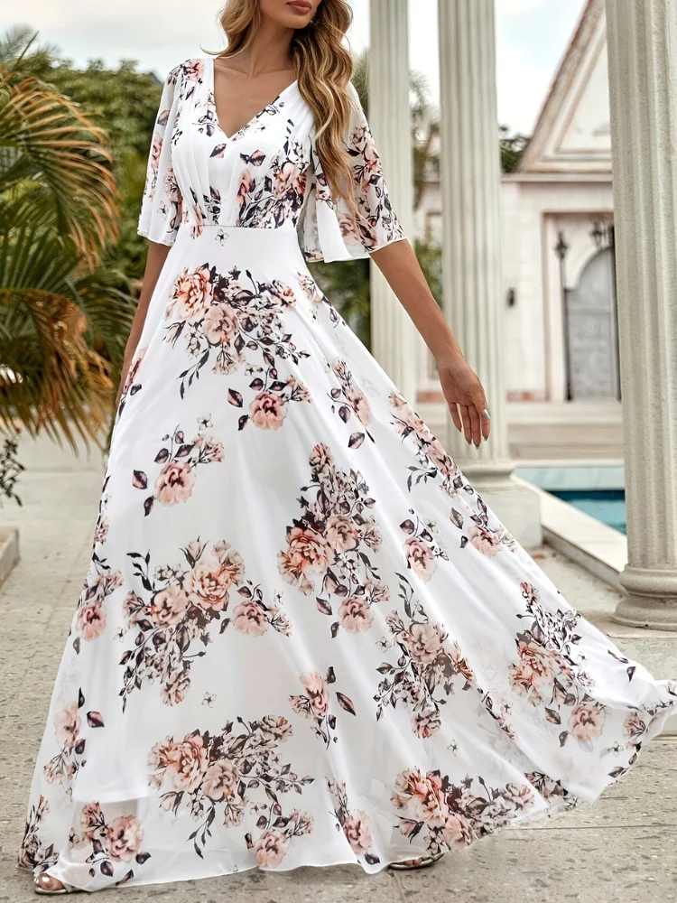 Wefads Women Long Dress Summer Casual Sexy V-Neck Lotus Leaf Sleeves Printed Beach Holiday Dresses
Wefads Women Long Dress Summer Casual Sexy V-Neck Lotus Leaf Sleeves Printed Beach Holiday Dresses