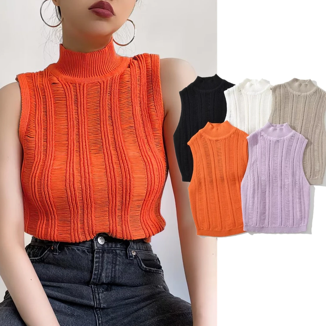 Withered Ins Fashion Blogger Retro Knitted Hollow Out Stand Collar Tank Tops Vest Sleeveless Summer Tshirts Women
Withered Ins Fashion Blogger Retro Knitted Hollow Out Stand Collar Tank Tops Vest Sleeveless Summer Tshirts Women