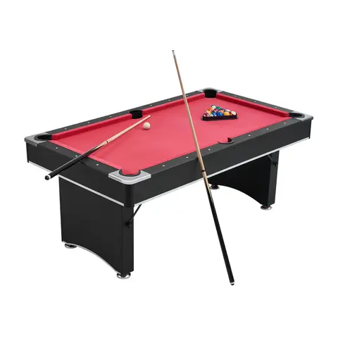 SucceBuy 6 ft Pool Table Adjustable Feet Game Table Entertainment Set Includes Ball Cue Rack Chalk and Brush for Recreation Room