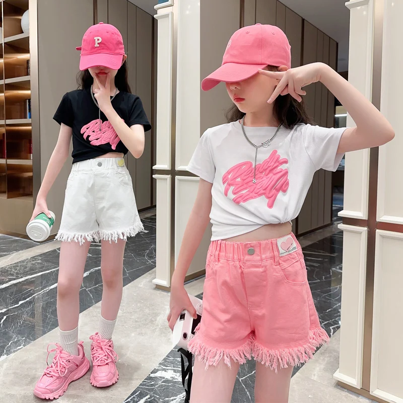 Children Streetwear Fashion Summer Set Shorts and T-shirt for Girls Casual Clothes Suit Kids Teenager Trendy Tracksuit Outfit
Children Streetwear Fashion Summer Set Shorts and T-shirt for Girls Casual Clothes Suit Kids Teenager Trendy Tracksuit Outfit