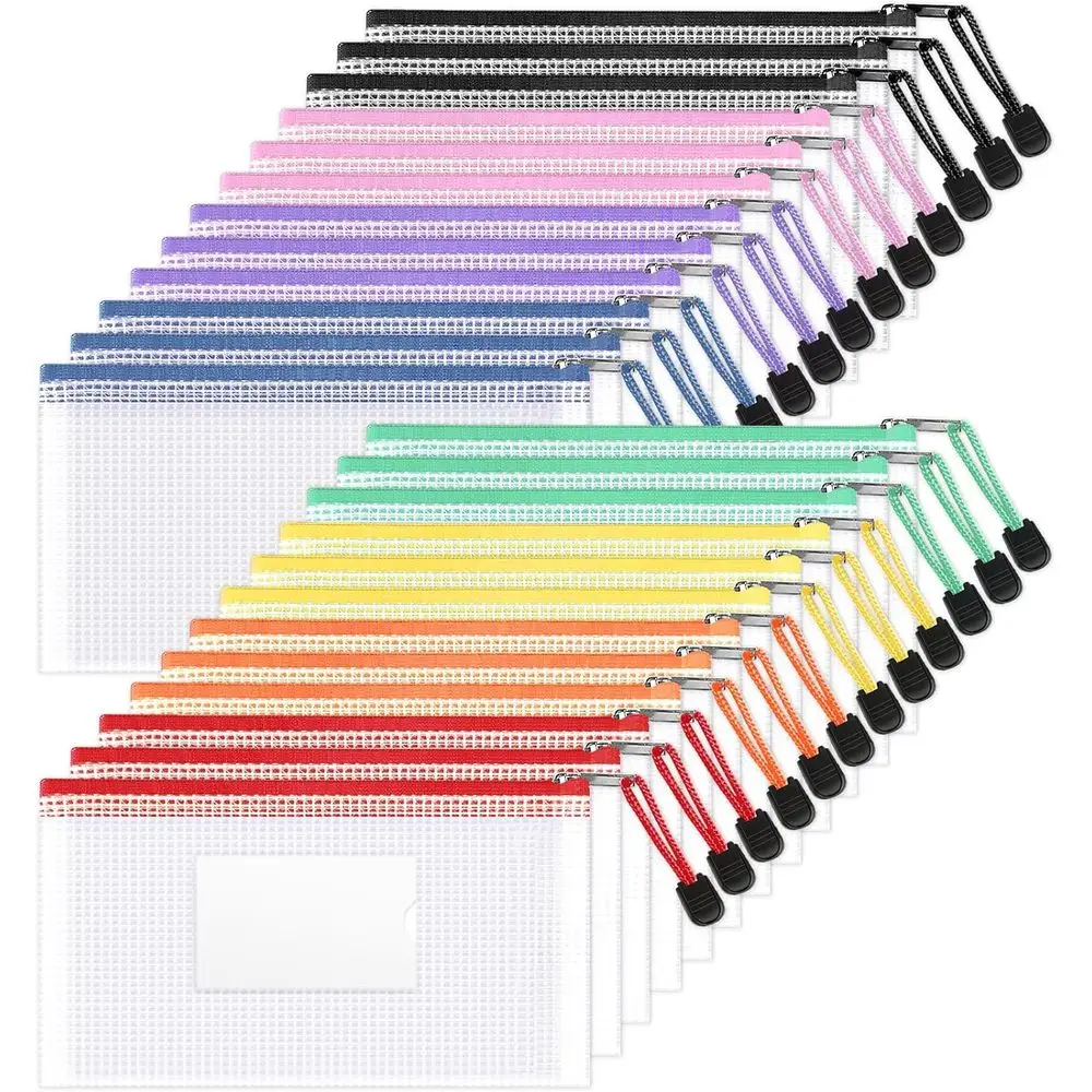 24 Pack Mesh Zipper Pouch Bags with Label, A6 (9.1×4.7 in) Small Pencil Case Pouch or Organizing, Clear Plastic Pencil Pouches B
24 Pack Mesh Zipper Pouch Bags with Label, A6 (9.1×4.7 in) Small Pencil Case Pouch or Organizing, Clear Plastic Pencil Pouches B