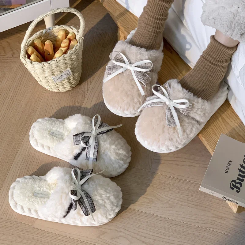 Casual Fluffy Slippers Women House Fashion Bowknot Designer Shoes Girls Home Popular Winter Warm Elegant Footwear Indoor Flats
Casual Fluffy Slippers Women House Fashion Bowknot Designer Shoes Girls Home Popular Winter Warm Elegant Footwear Indoor Flats