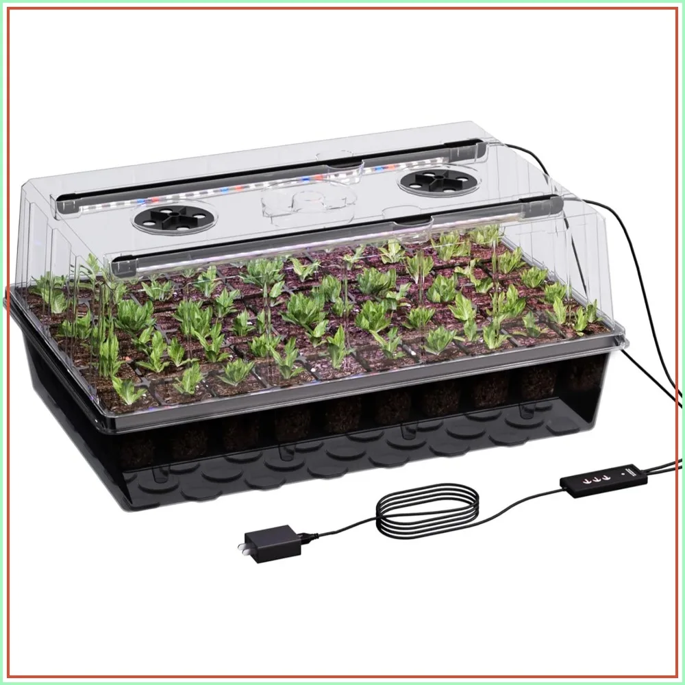 60-Cell Self-Watering Seed Starter Tray with Grow Light, Humidity Dome, Indoor Seedling Starter Kit for Plant Germination
60-Cell Self-Watering Seed Starter Tray with Grow Light, Humidity Dome, Indoor Seedling Starter Kit for Plant Germination